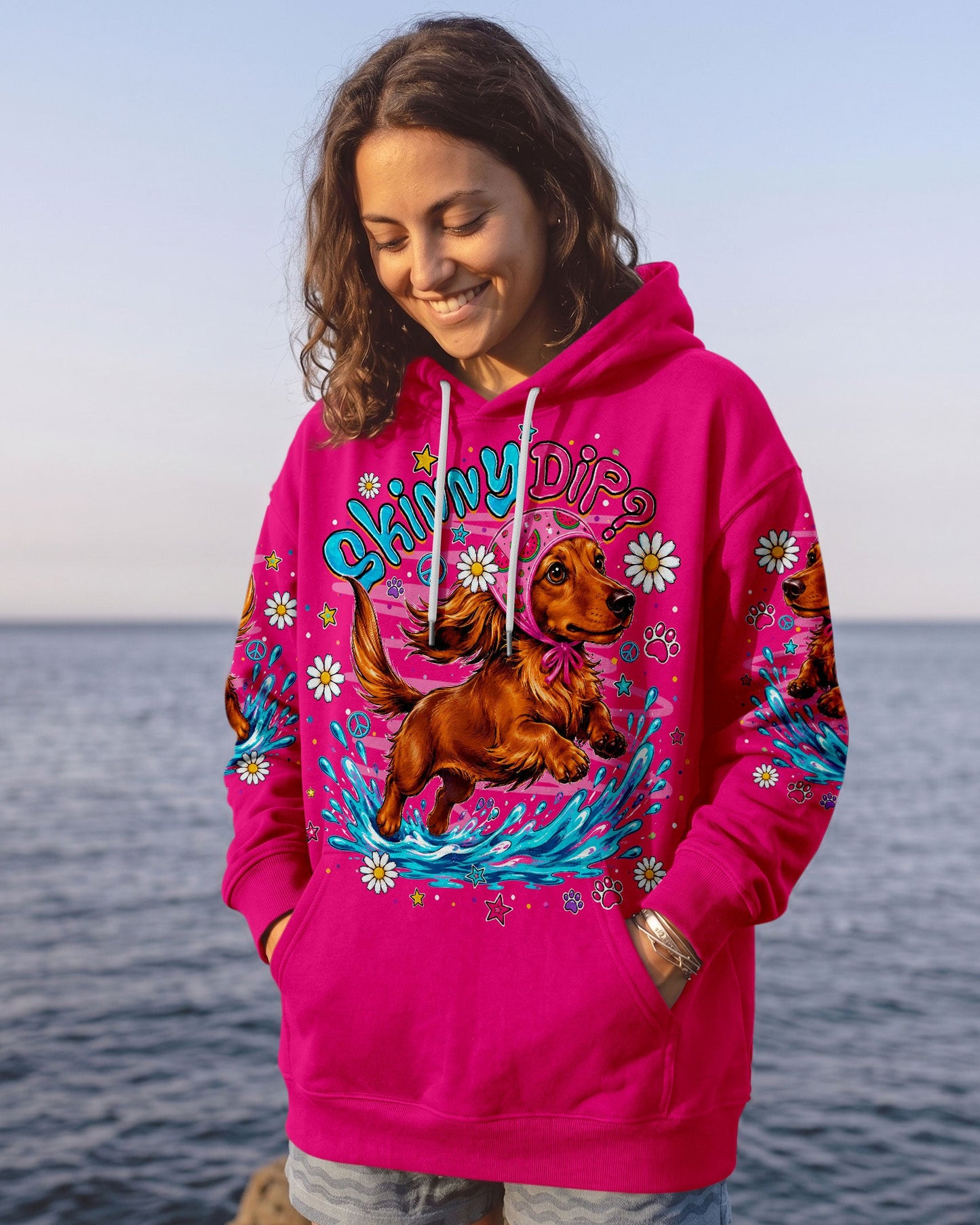 SKINNY DIP WIENER FLIP DACHSHUND DOG  ALL OVER PRINT - TLNO0306262