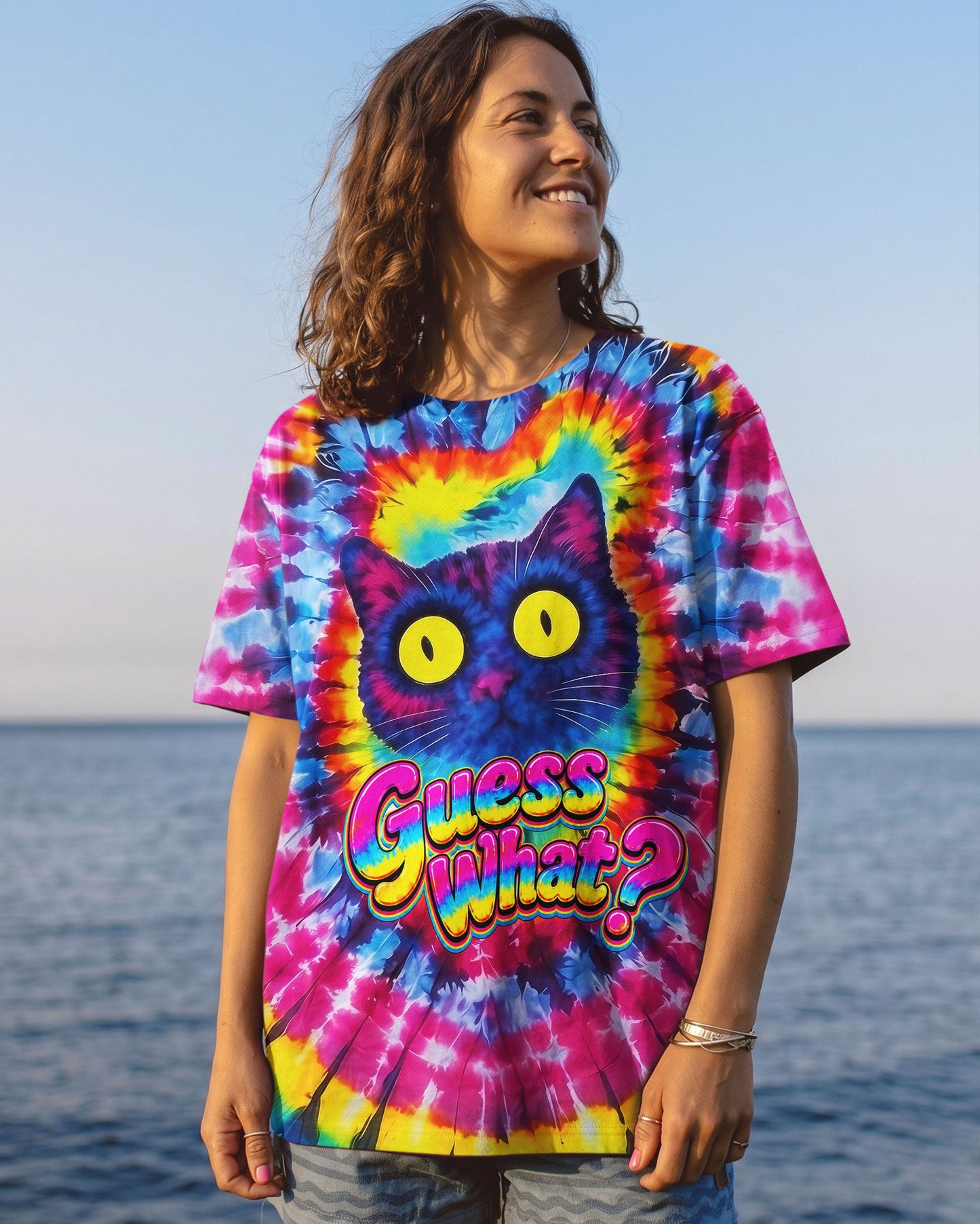 GUESS WHAT FUNNY CAT ALL OVER PRINT - TLNO1805261