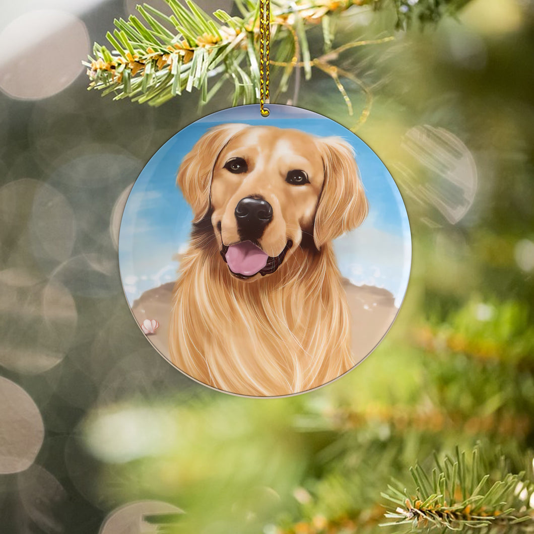 Golden Retriever Custom Pet Dog Cat Ceramic Ornament