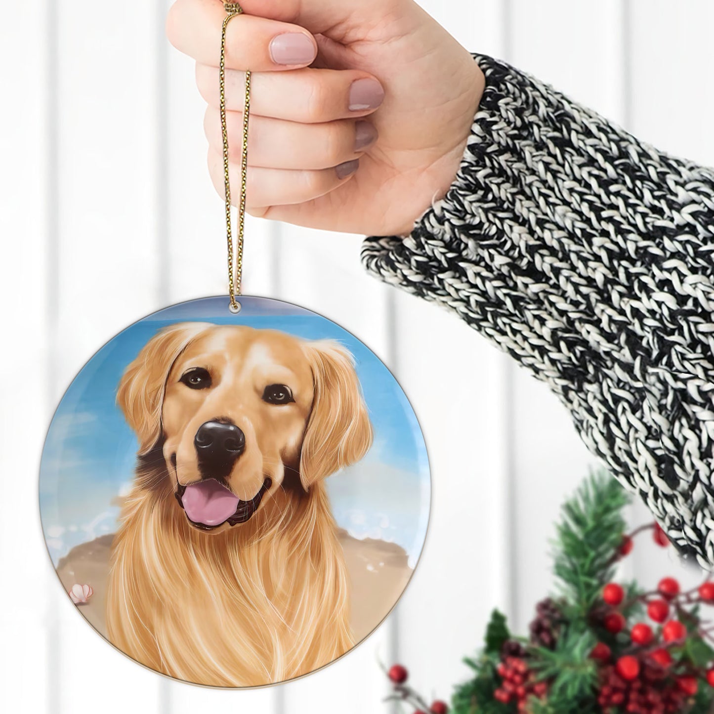 Golden Retriever Custom Pet Dog Cat Ceramic Ornament