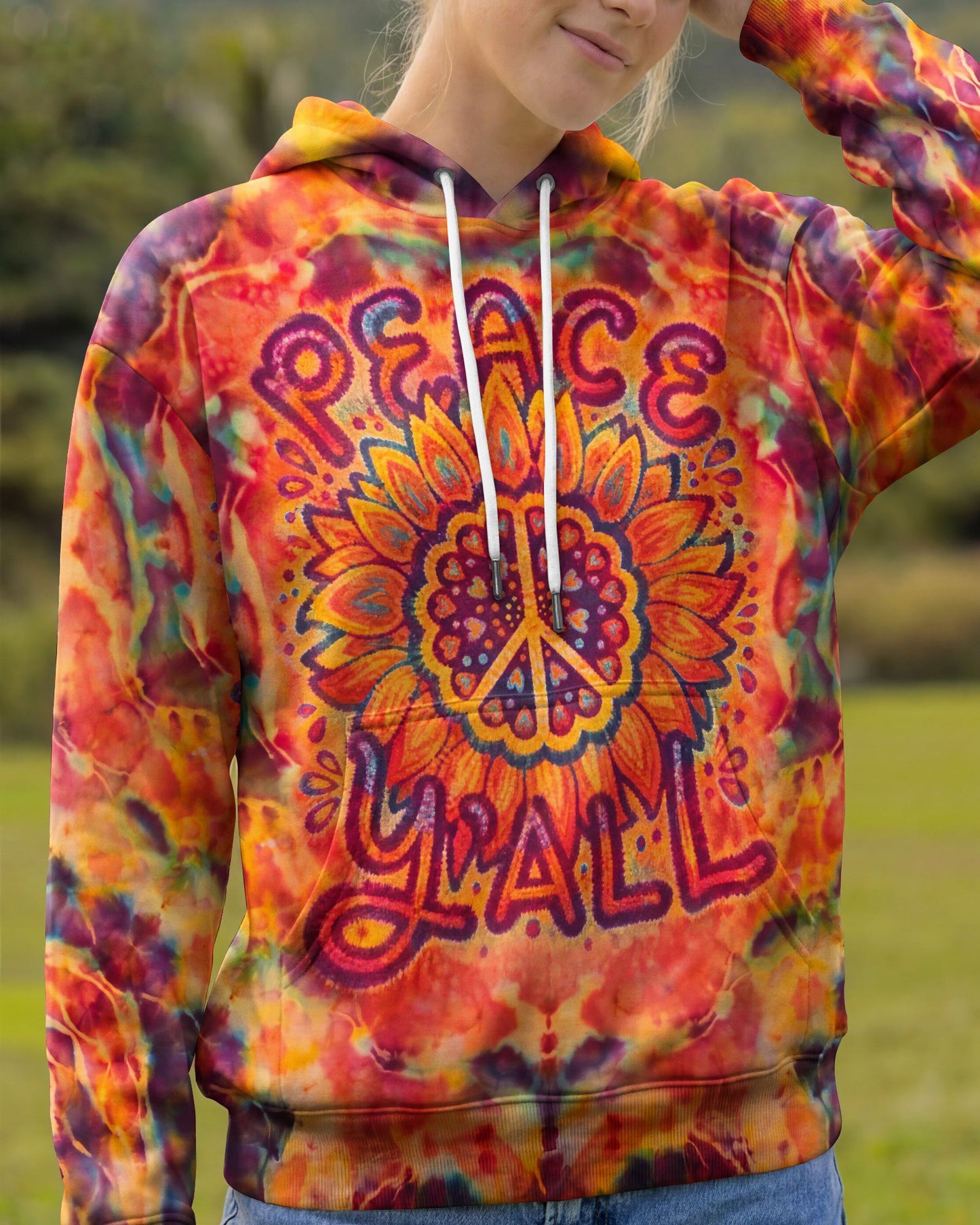 PEACE Y'ALL SUNFLOWER ALL OVER PRINT - RI0707261