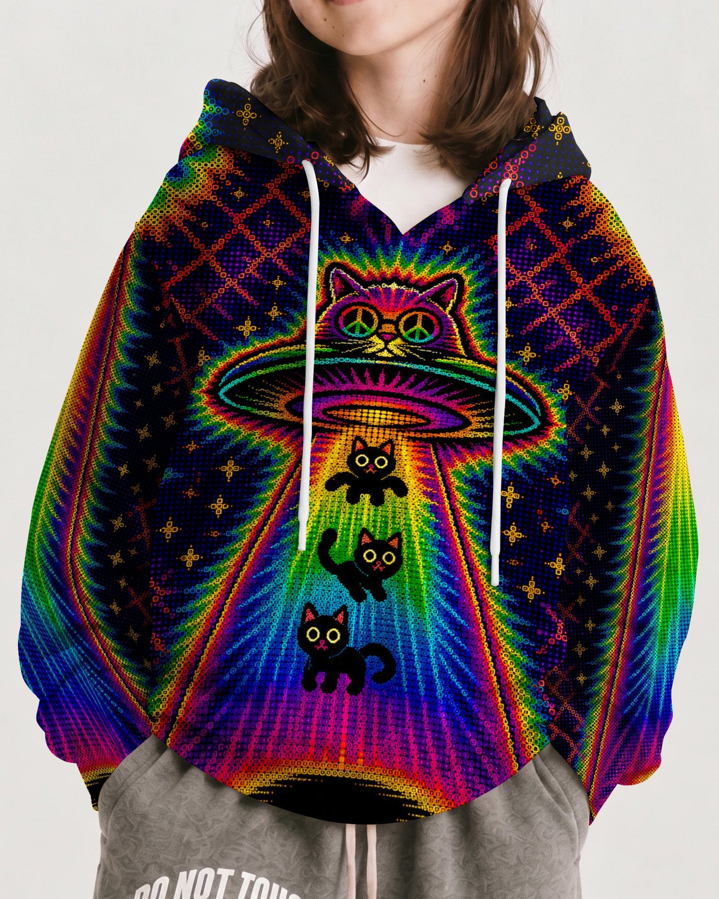 COSMIC CAT ABDUCTION PSYCHEDELIC RAINBOW BEAM  KIDS ALL OVER PRINT - KMTM1006261