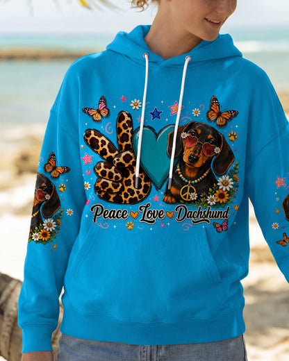 PEACE LOVE DACHSHUND DOG ALL OVER PRINT   - TLHN2005262