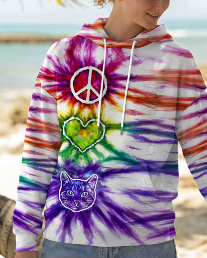 PEACE LOVE CAT FACE ALL OVER PRINT - TLHG15042641