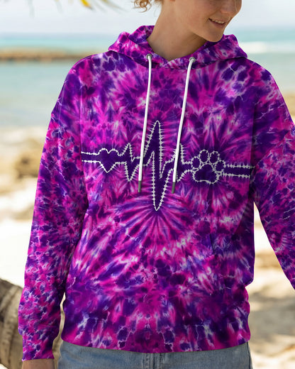 HEARTBEAT PAW PRINT PURPLE PINK BURST ALL OVER PRINT - TLHG1706261