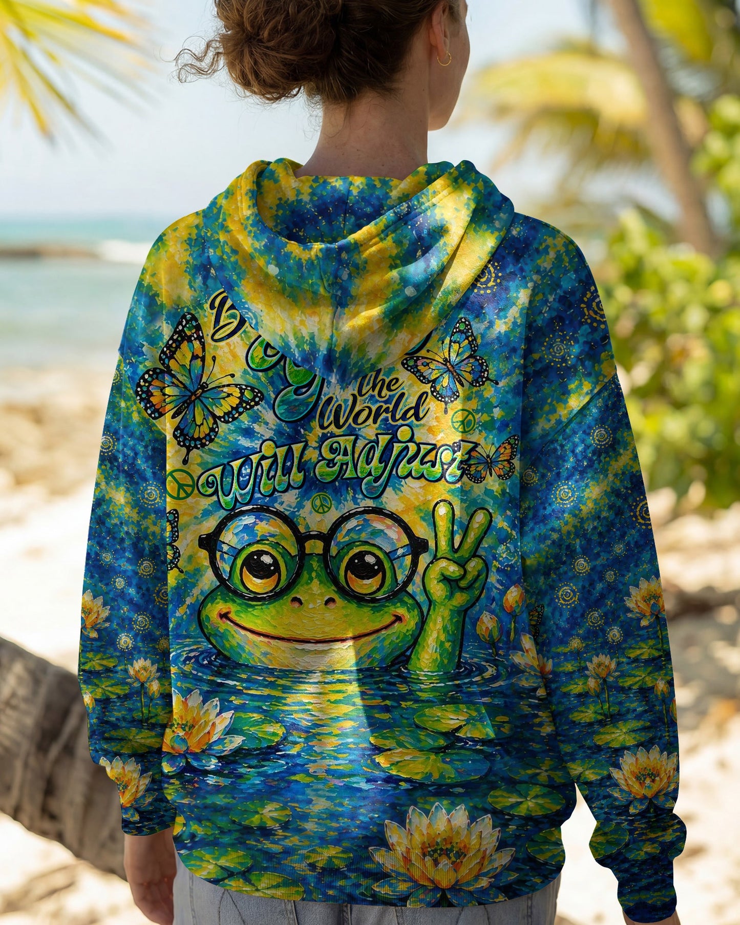 BE YOU THE WORLD WILL ADJUST FROG ALL OVER PRINT - TLTW0705263