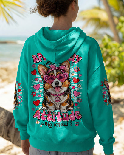 APPARENTLY I HAVE AN ATTITUDE WHO KNEW CORGI DOG ALL OVER PRINT - TYPQ1605261