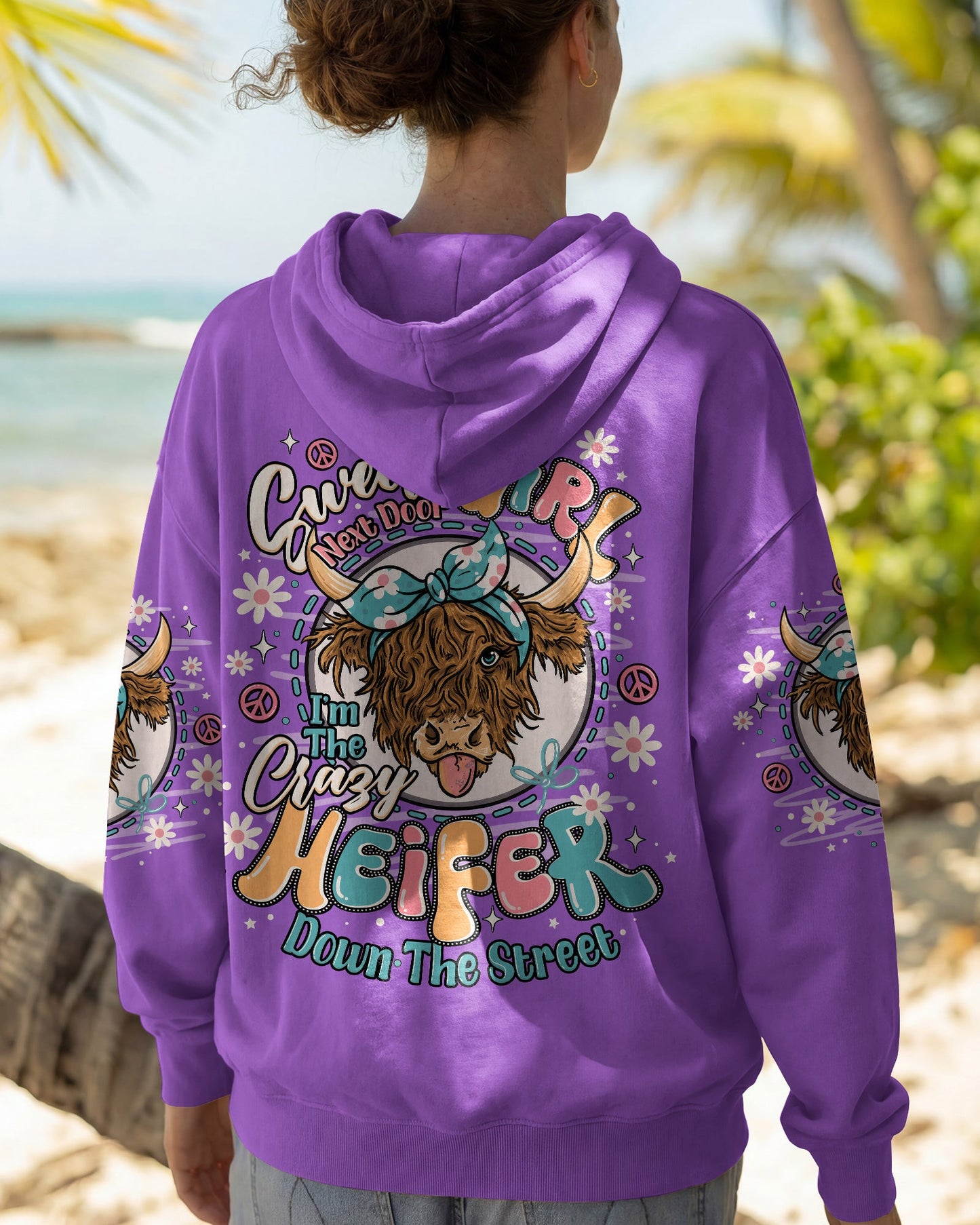 CRAZY HEIFER DOWN THE STREET COW ALL OVER PRINT - TLNO1506261