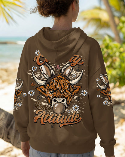 LITTLE COUNTRY LOTTA ATTITUDE COW ALL OVER PRINT  - TLTW1106262