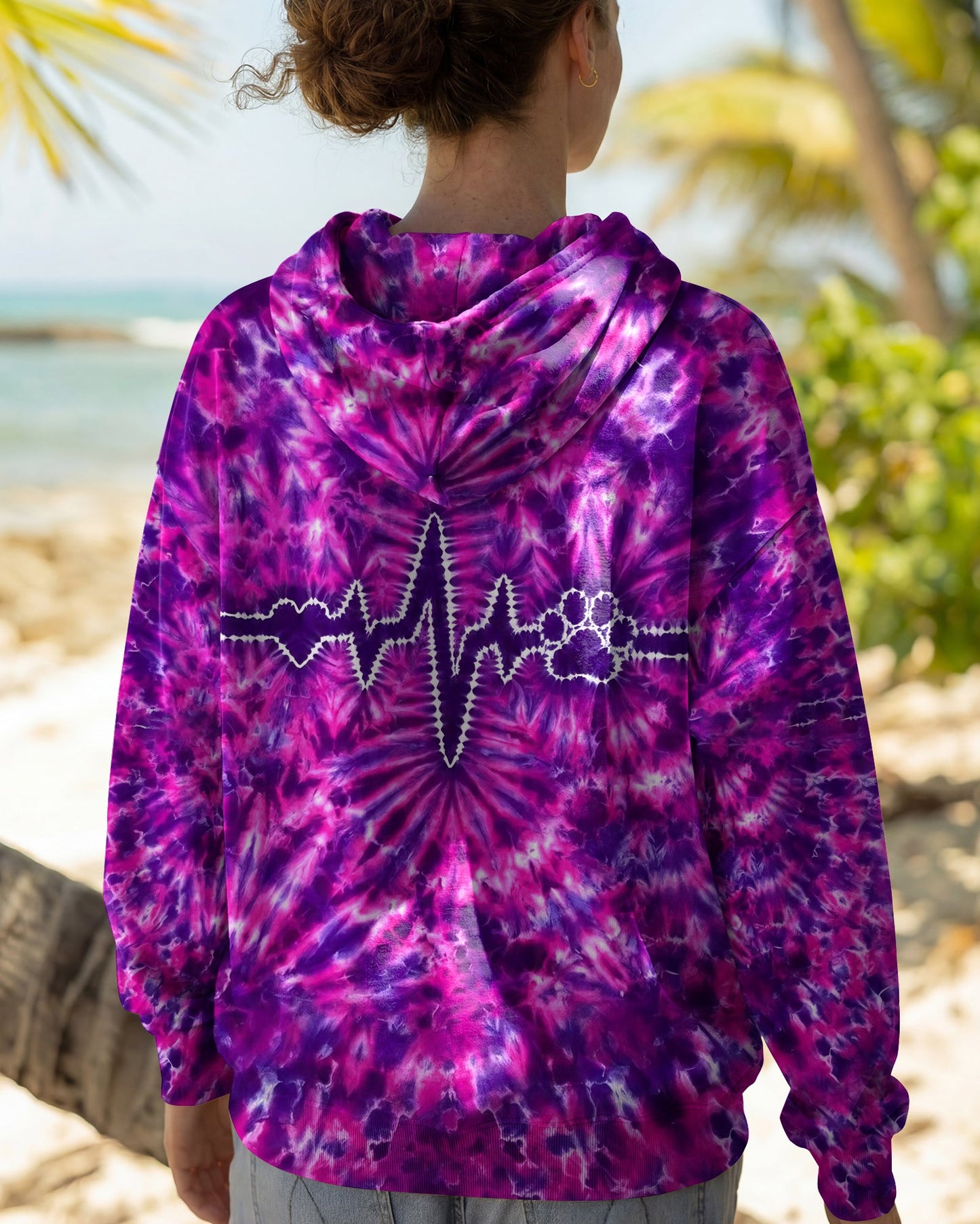 HEARTBEAT PAW PRINT PURPLE PINK BURST ALL OVER PRINT - TLHG1706261