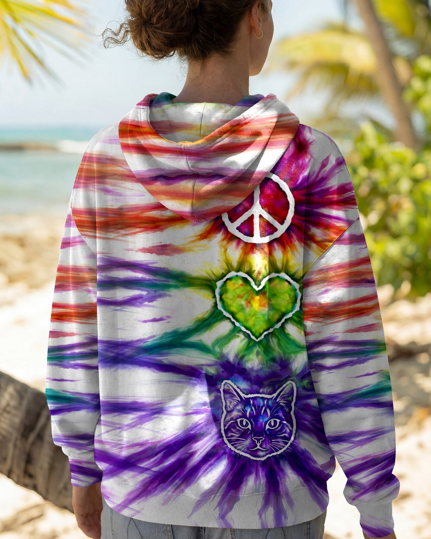 PEACE LOVE CAT FACE ALL OVER PRINT - TLHG15042641
