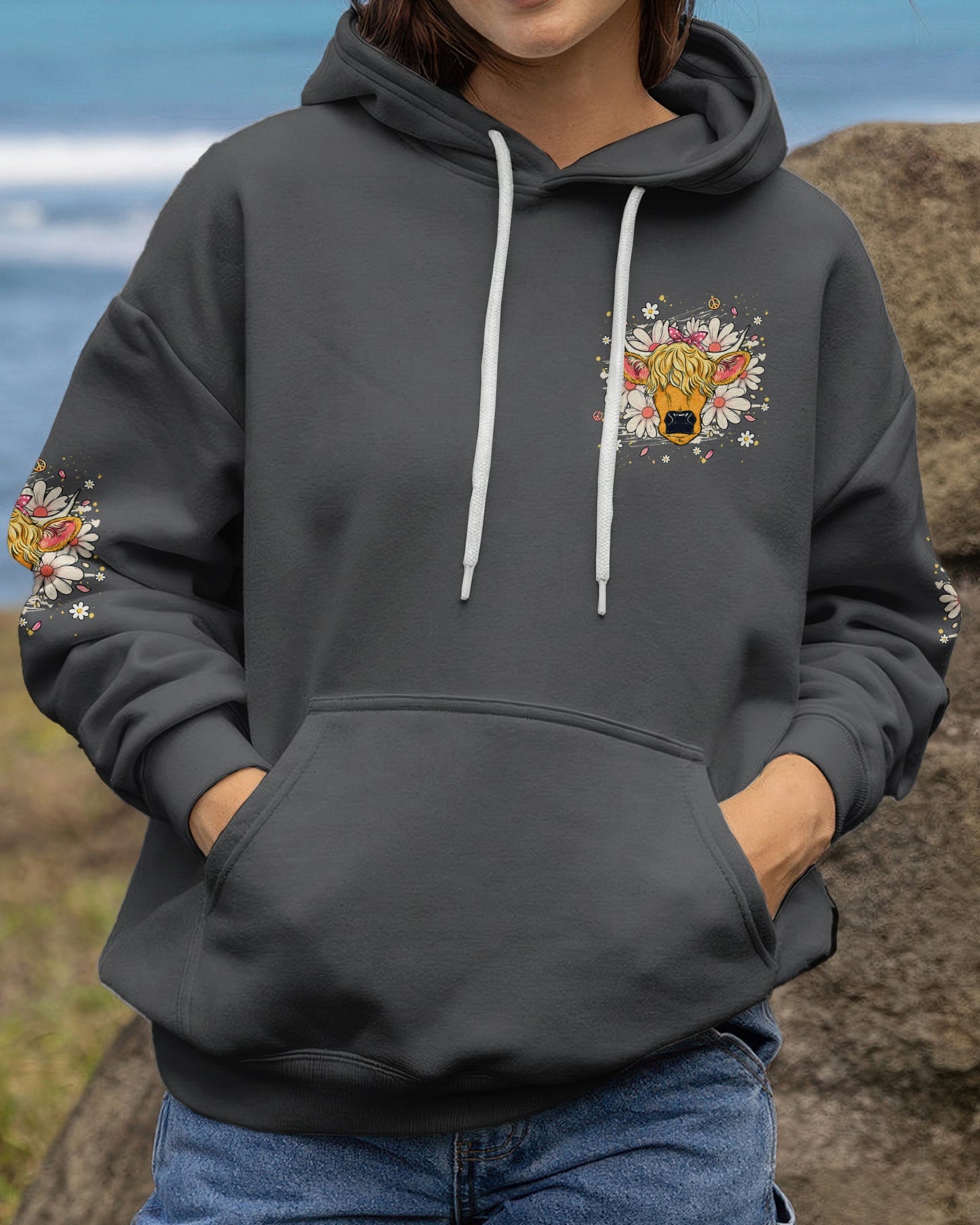 MESSY HAIR DON'T CARE COW ALL OVER PRINT - TLHG1806262