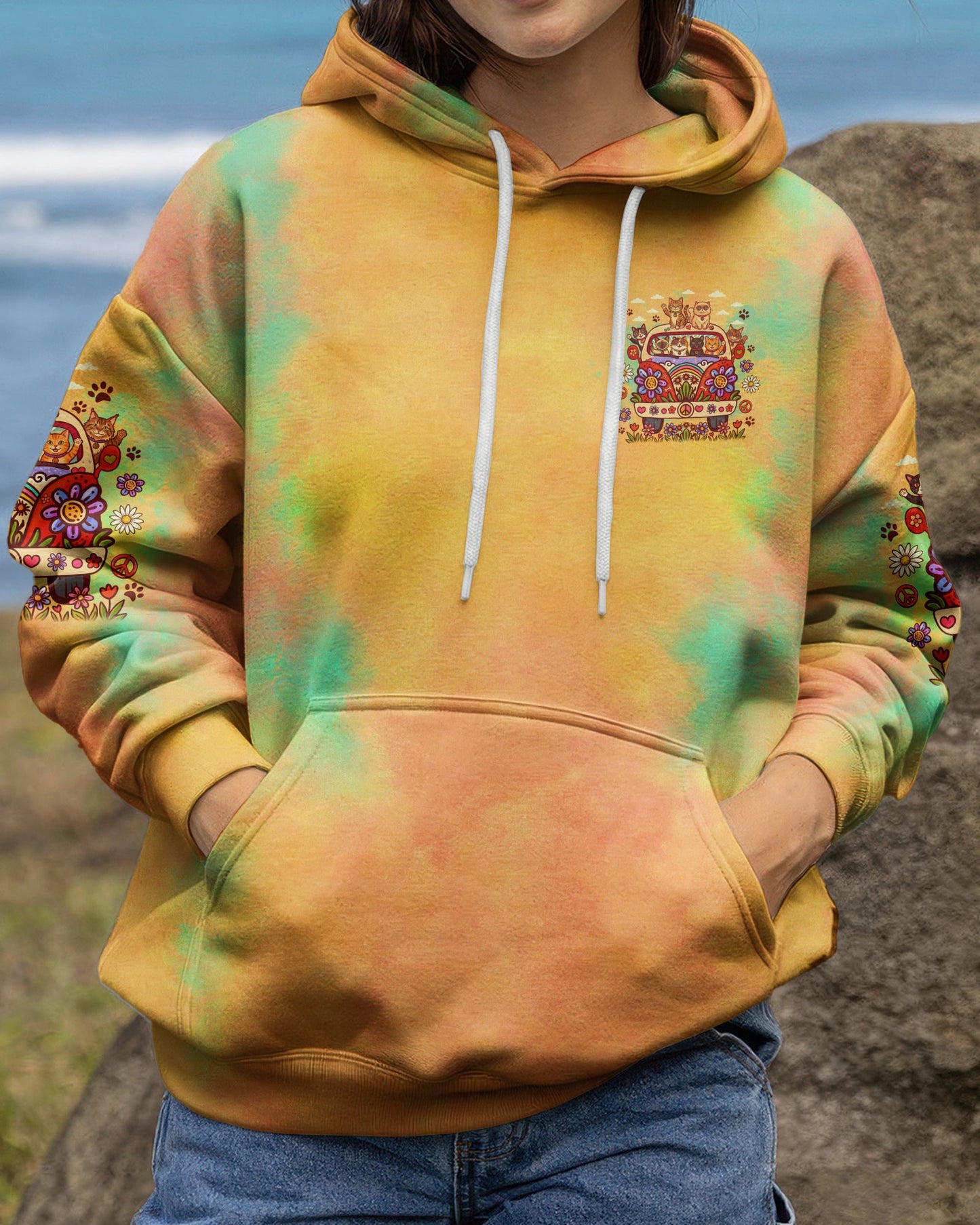 PEACE LOVE AND MEOW CATS ALL OVER PRINT - TLNO1307261
