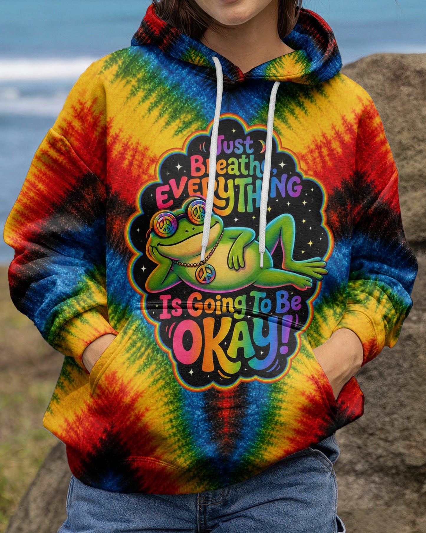 JUST BREATHE FROG COLORFUL ALL OVER PRINT - KMTM1506261