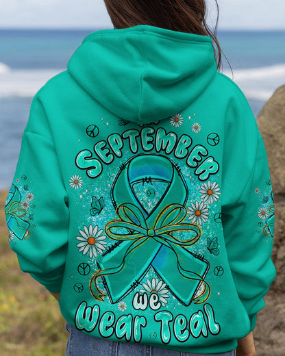 IN SEPTEMBER WE WEAR TEAL OVARIAN CANCER AWARENESS ALL OVER PRINT - TYPQ1507261