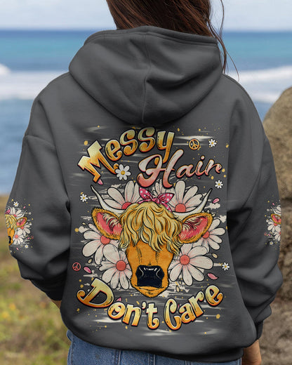 MESSY HAIR DON'T CARE COW ALL OVER PRINT - TLHG1806262