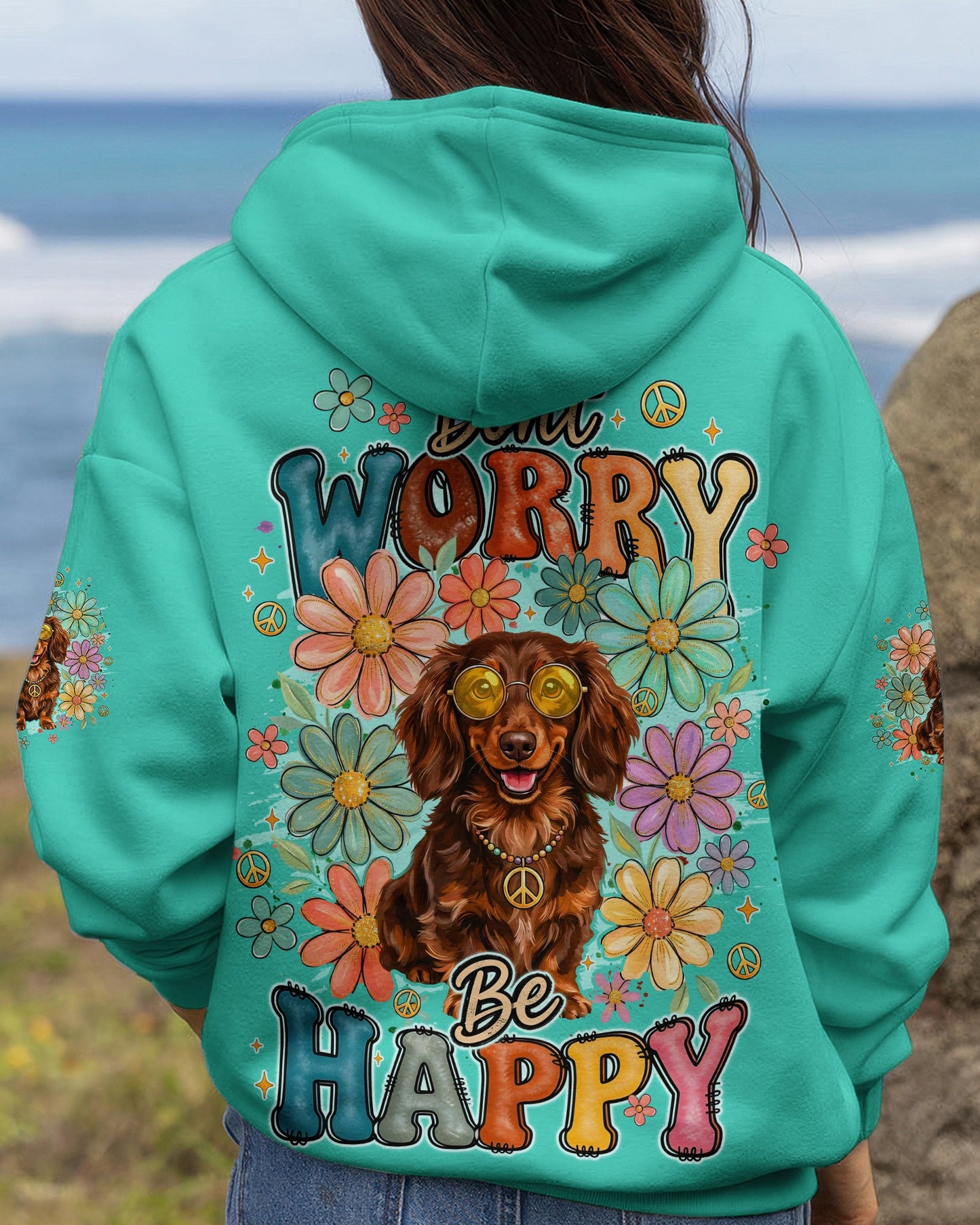 DON'T WORRY BE HAPPY DACHSHUND ALL OVER PRINT - TYQY1004261