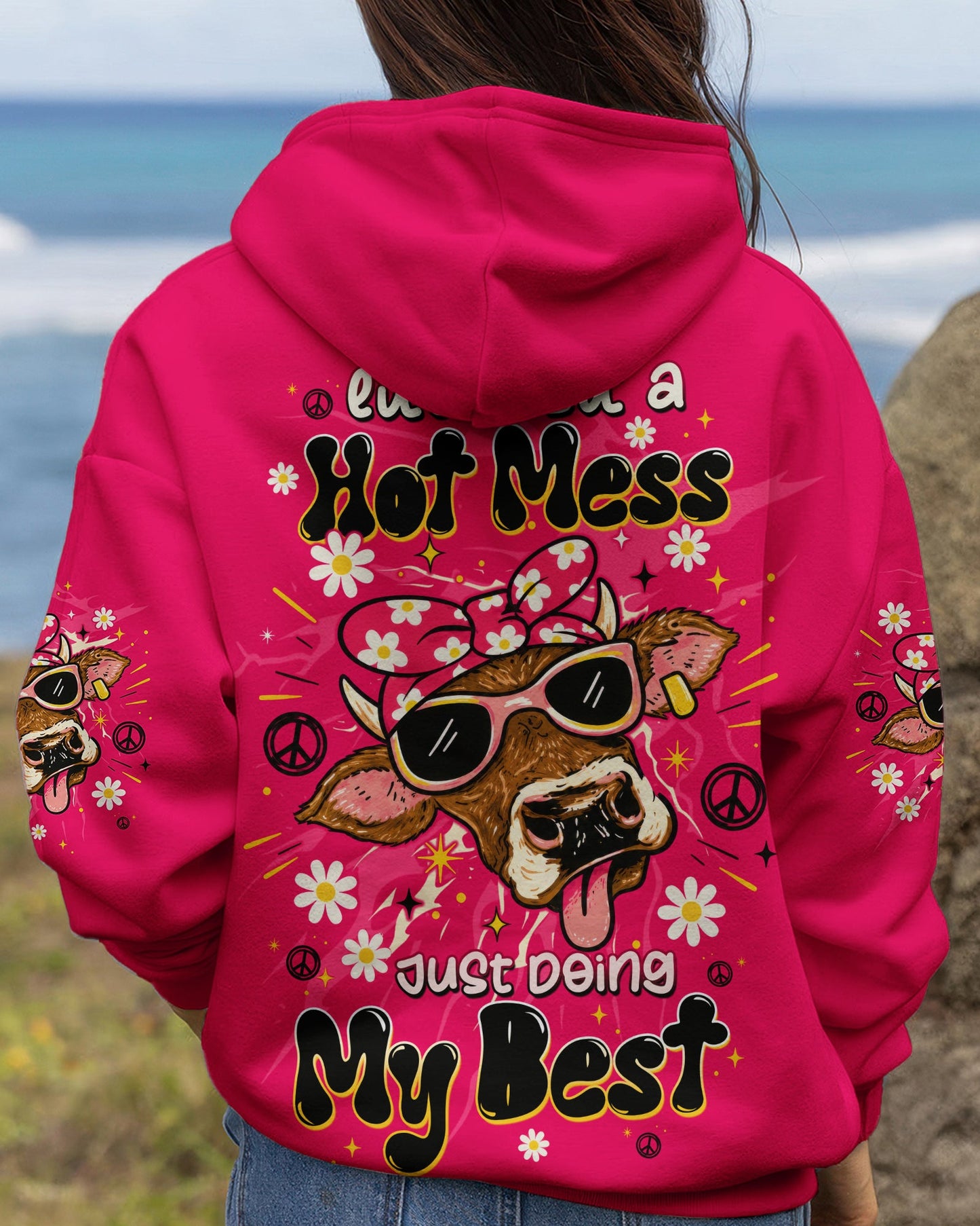 LITTLE BIT A HOT MESS COW ALL OVER PRINT  - TLTW1706264