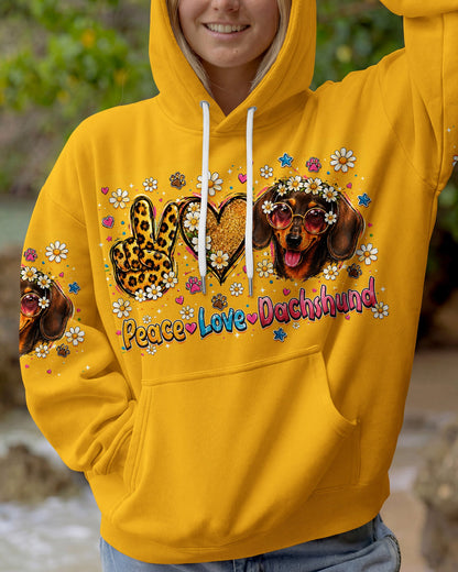 PEACE LOVE DACHSHUND DOG ALL OVER PRINT   - TLHN1905261