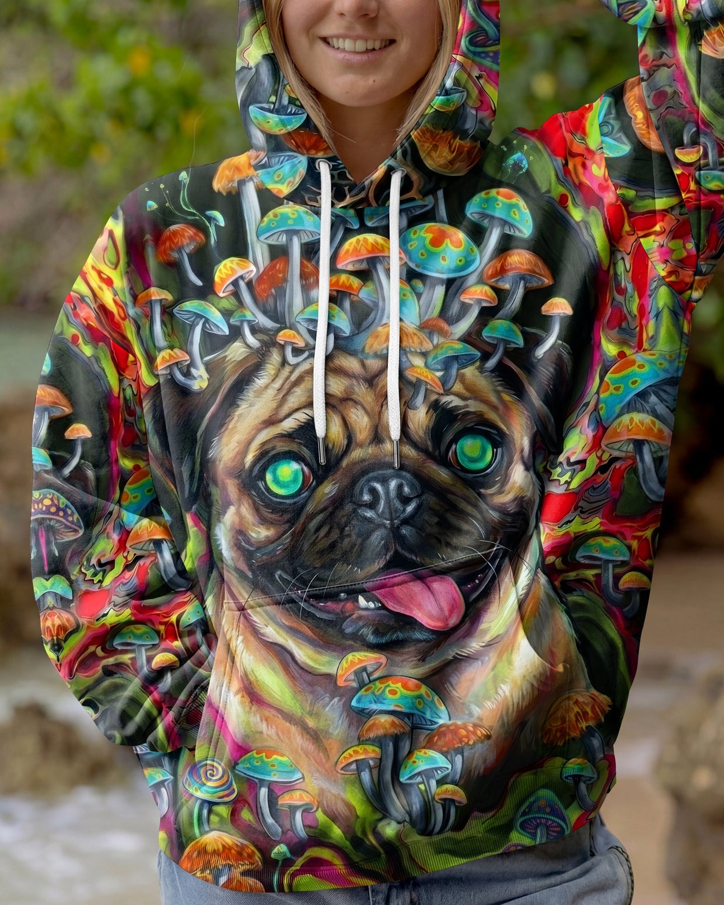 VIBRANT PUG MAGIC MUSHROOM ALL OVER PRINT - RITD0906261