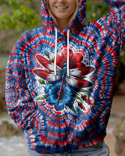 JUST BREATHE DRAGONFLY RED WHITE & BLUE SWIRL ALL OVER PRINT - TLHG0304262