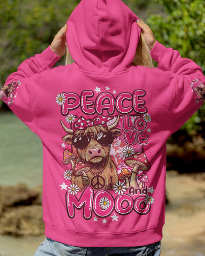 PEACE LOVE AND MOOO COW ALL OVER PRINT - TY1906262