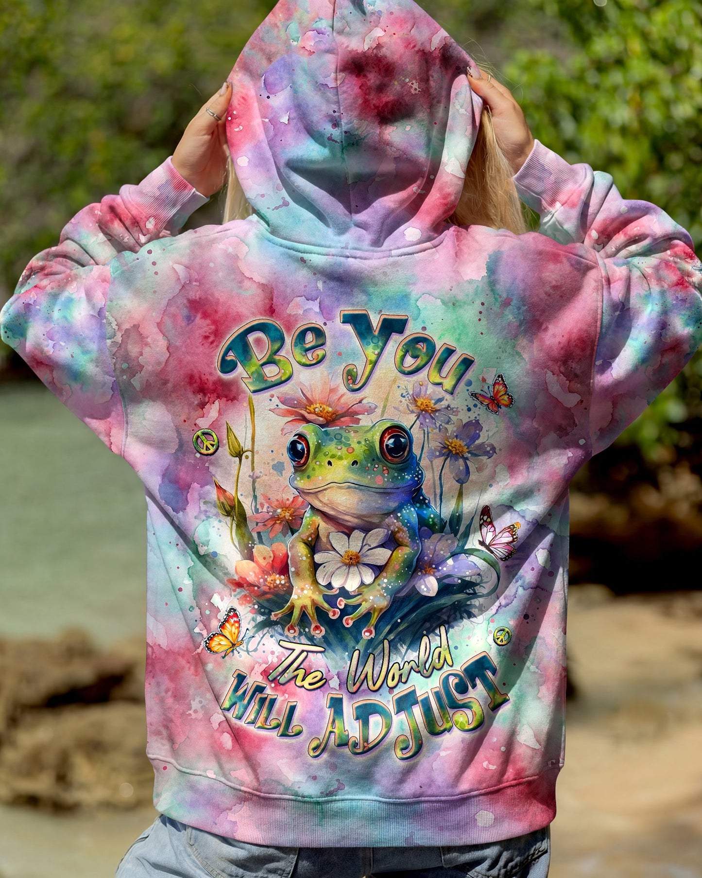 BE YOU THE WORLD WILL ADJUST FROG ALL OVER PRINT - TLHG2605262