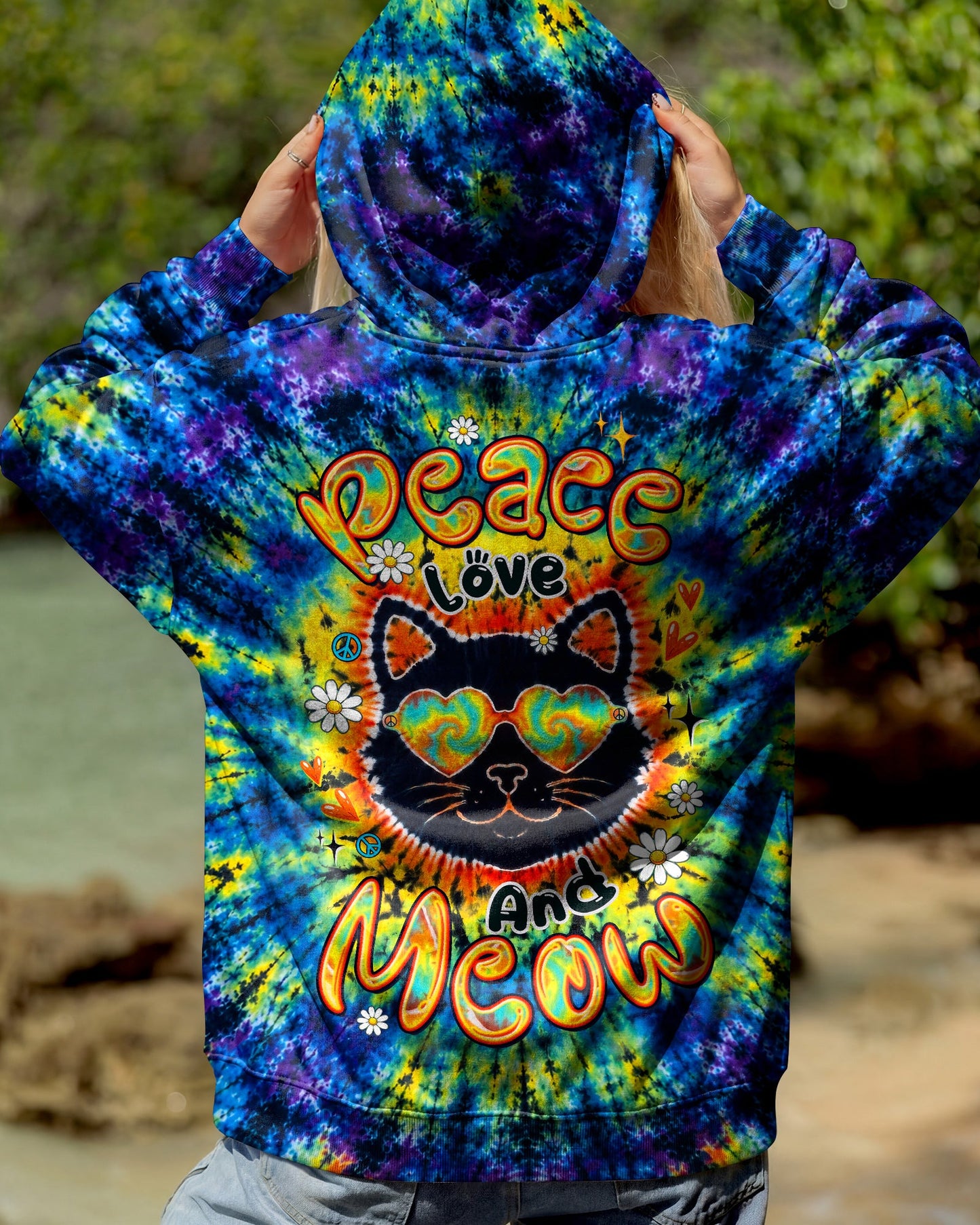 PEACE LOVE AND MEOW CAT BURST ALL OVER PRINT - TLTW0907262