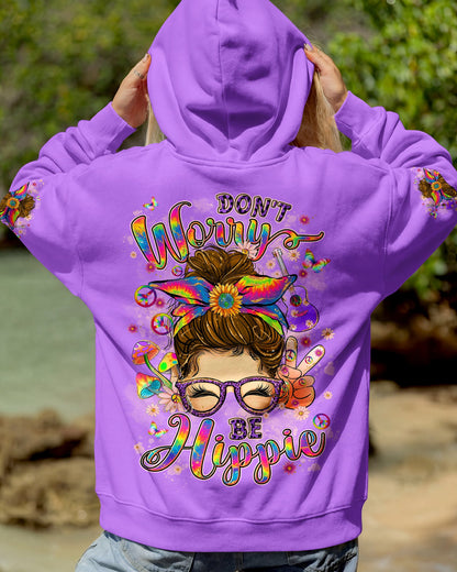 DON'T WORRY BE HIPPIE MESSY BUN ALL OVER PRINT - TYLN3006262