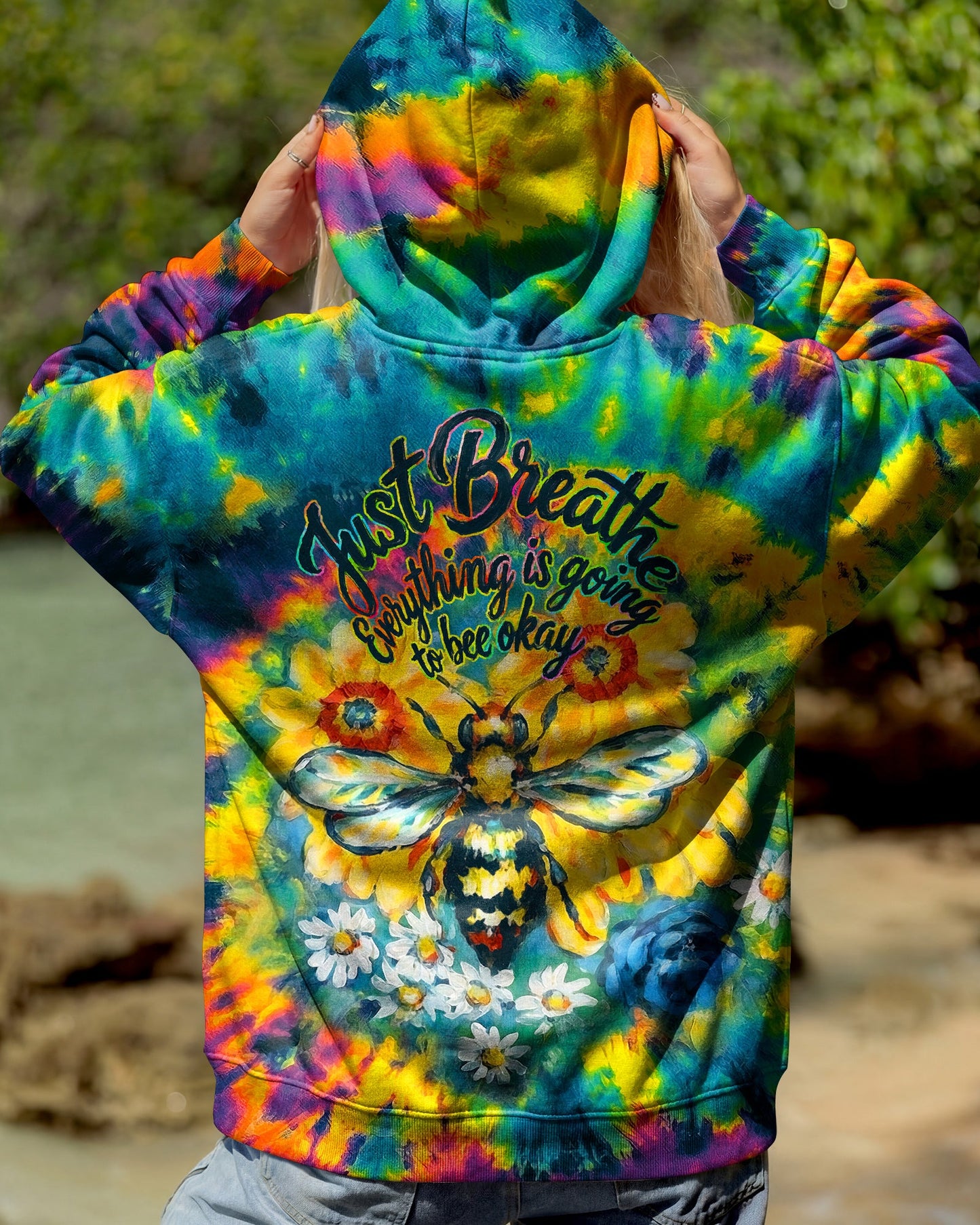 JUST BREATHE BEE SUNFLOWER ALL OVER PRINT - RI2304261