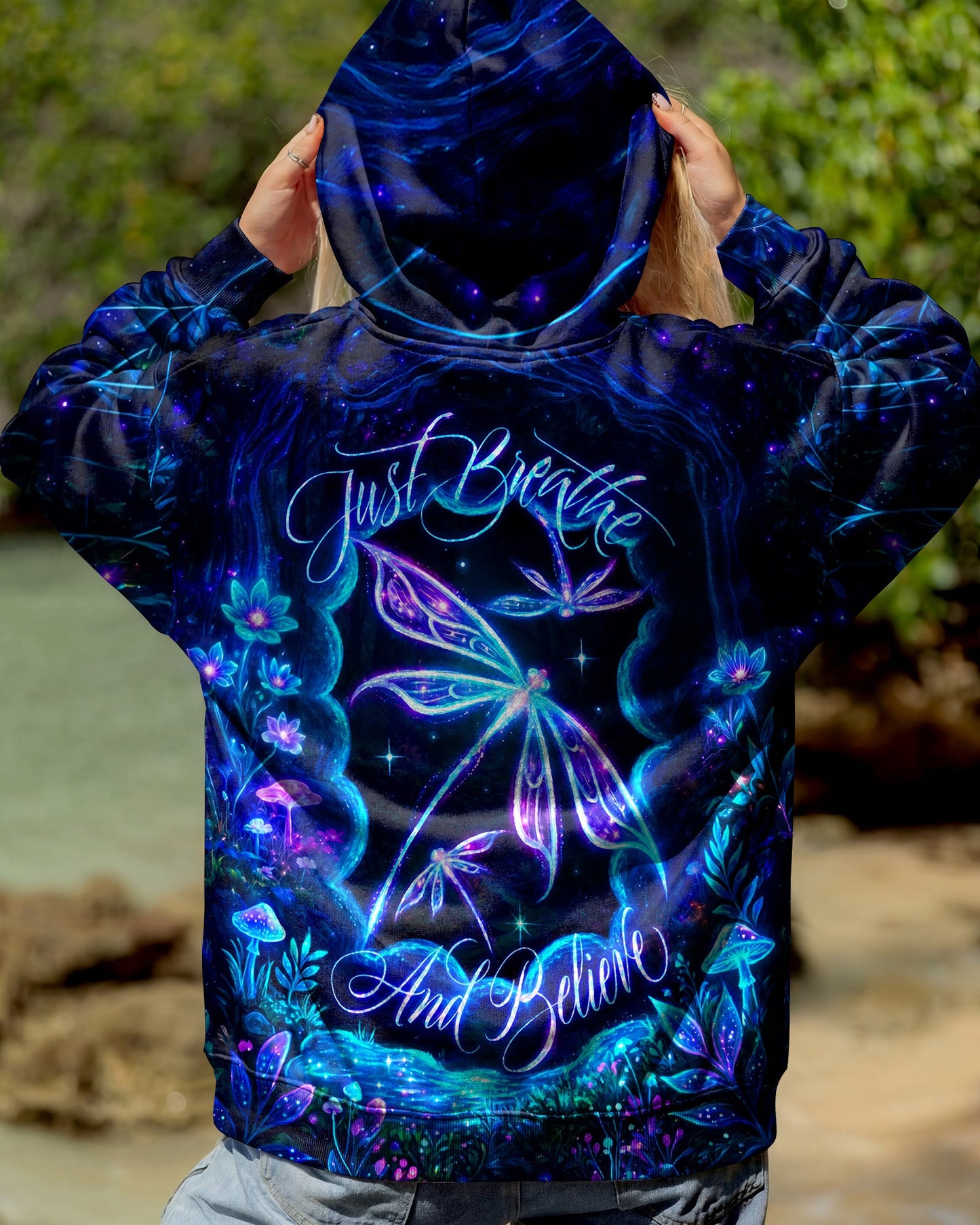 JUST BREATHE AND BELIEVE DRAGONFLY ALL OVER PRINT - RI1405261