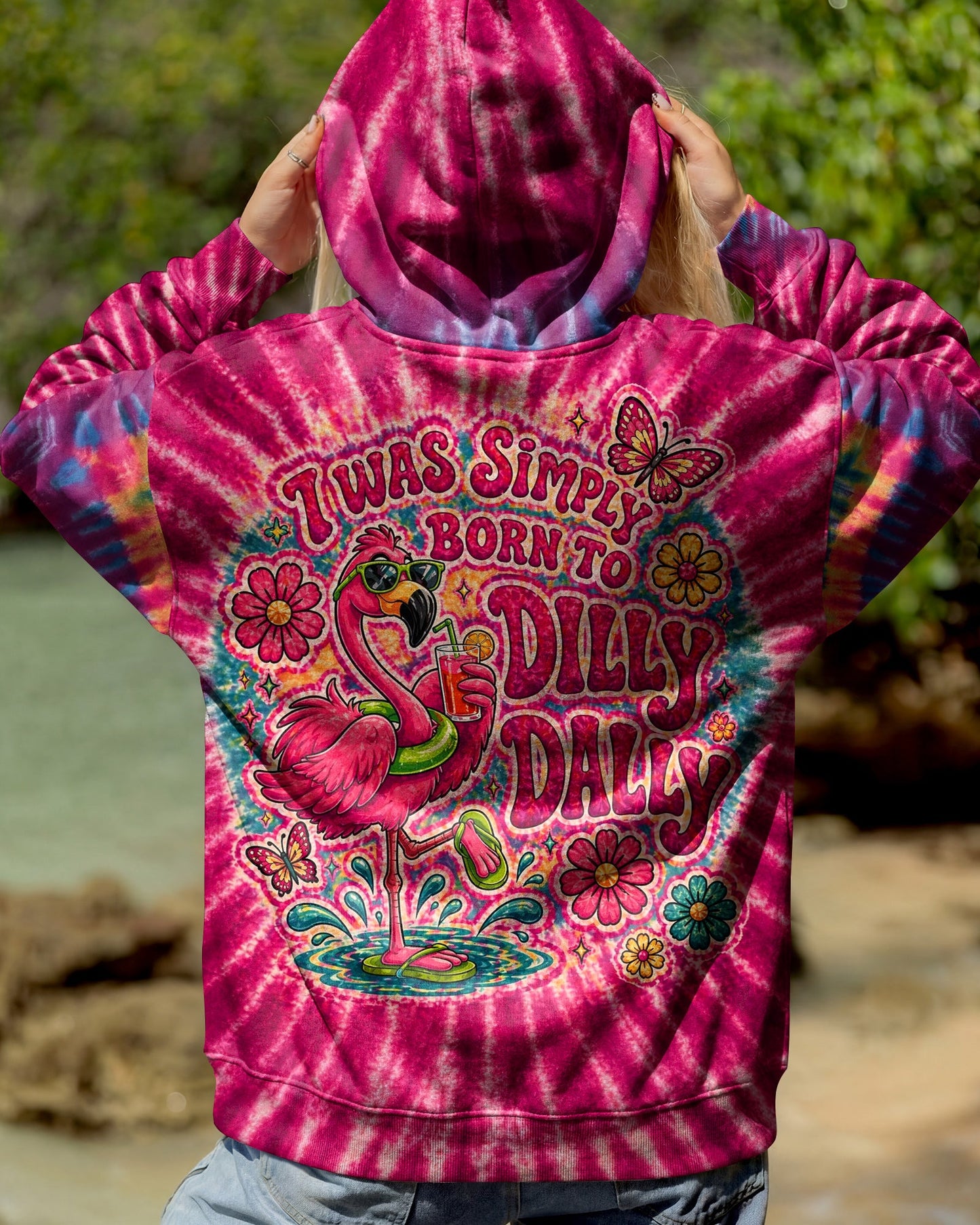 I WAS SIMPLY BORN TO DILLY DALLY FLAMINGO  ALL OVER PRINT - TLTW0405262