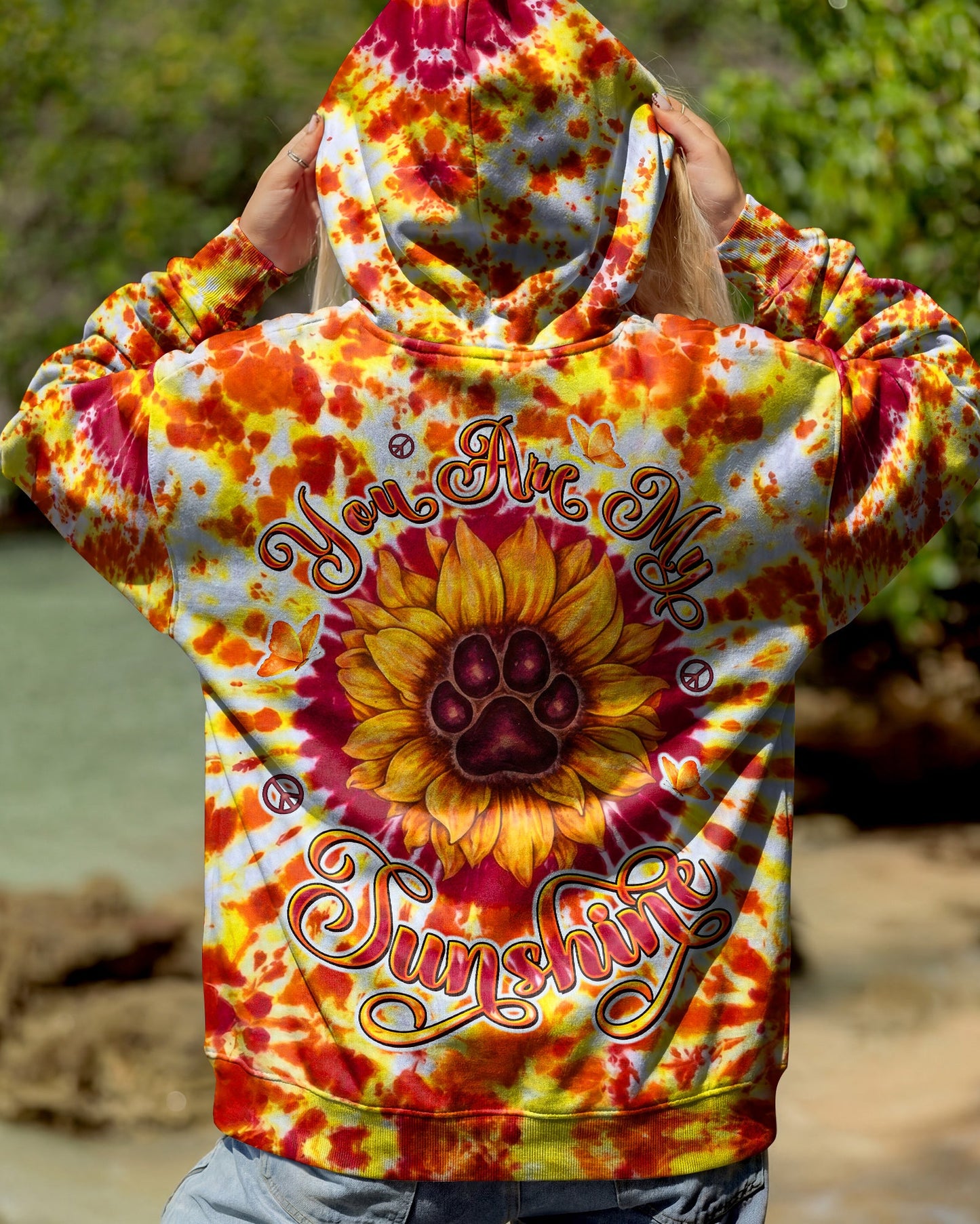 YOU ARE MY SUNSHINE PAW PRINT SUNFLOWER BURST ALL OVER PRINT  - TLTW3006264