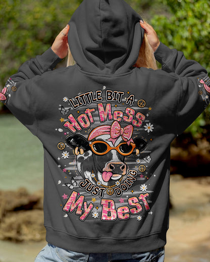 LITTLE BIT A HOT MESS COW ALL OVER PRINT  - TLHN1806264