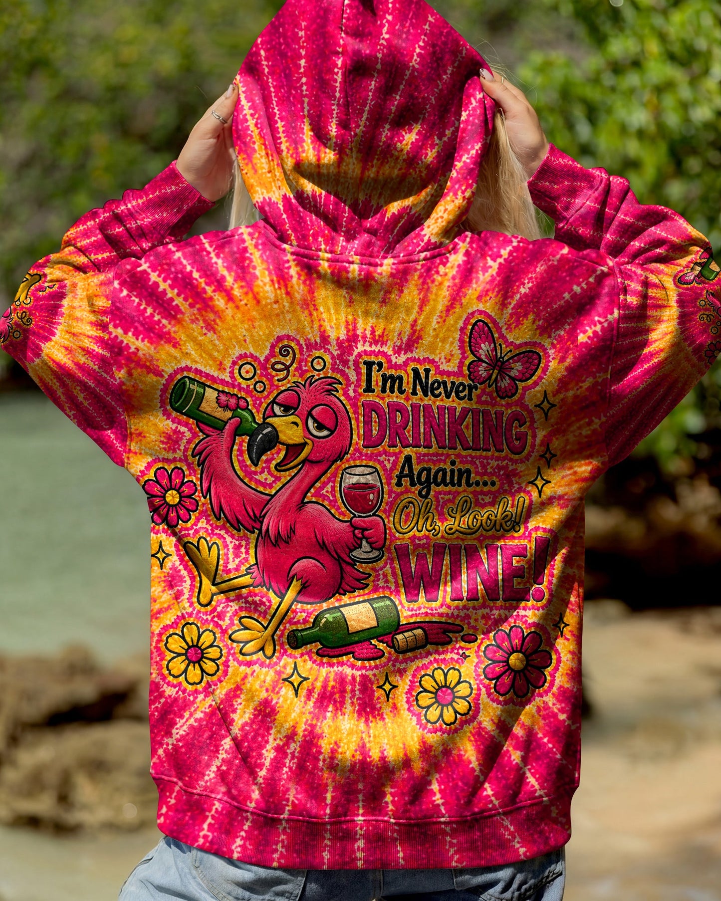 I'M NEVER DRINKING AGAIN FLAMINGO ALL OVER PRINT   - TLHN2804262