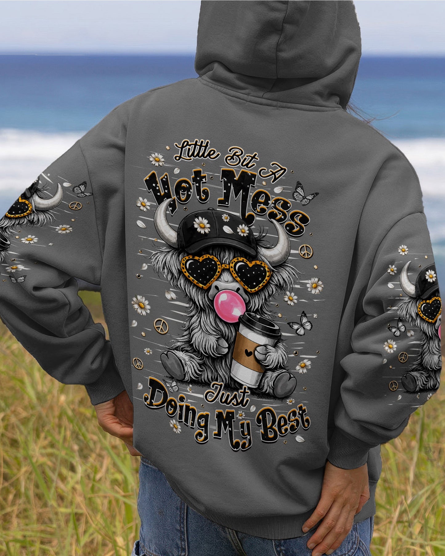LITTLE BIT A HOT MESS COW ALL OVER PRINT  - TLHN1706264