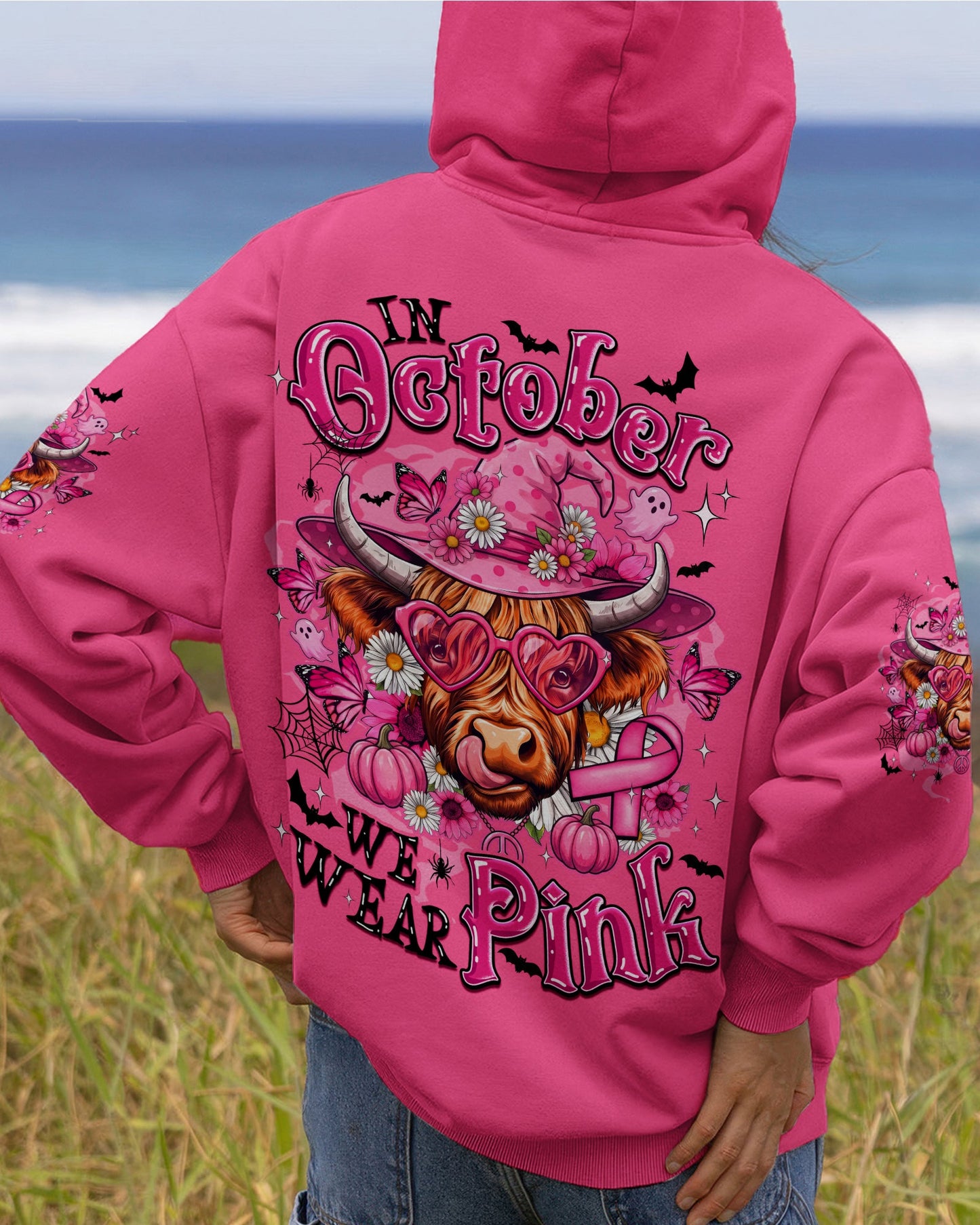 IN OCTOBER WE WEAR PINK COW HALLOWEEN BREAST CANCER AWARENESS ALL OVER PRINT - TYQY1507263