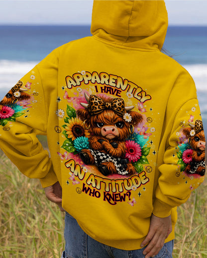 APPARENTLY I HAVE AN ATTITUDE WHO KNEW COW ALL OVER PRINT - TLNT1905262