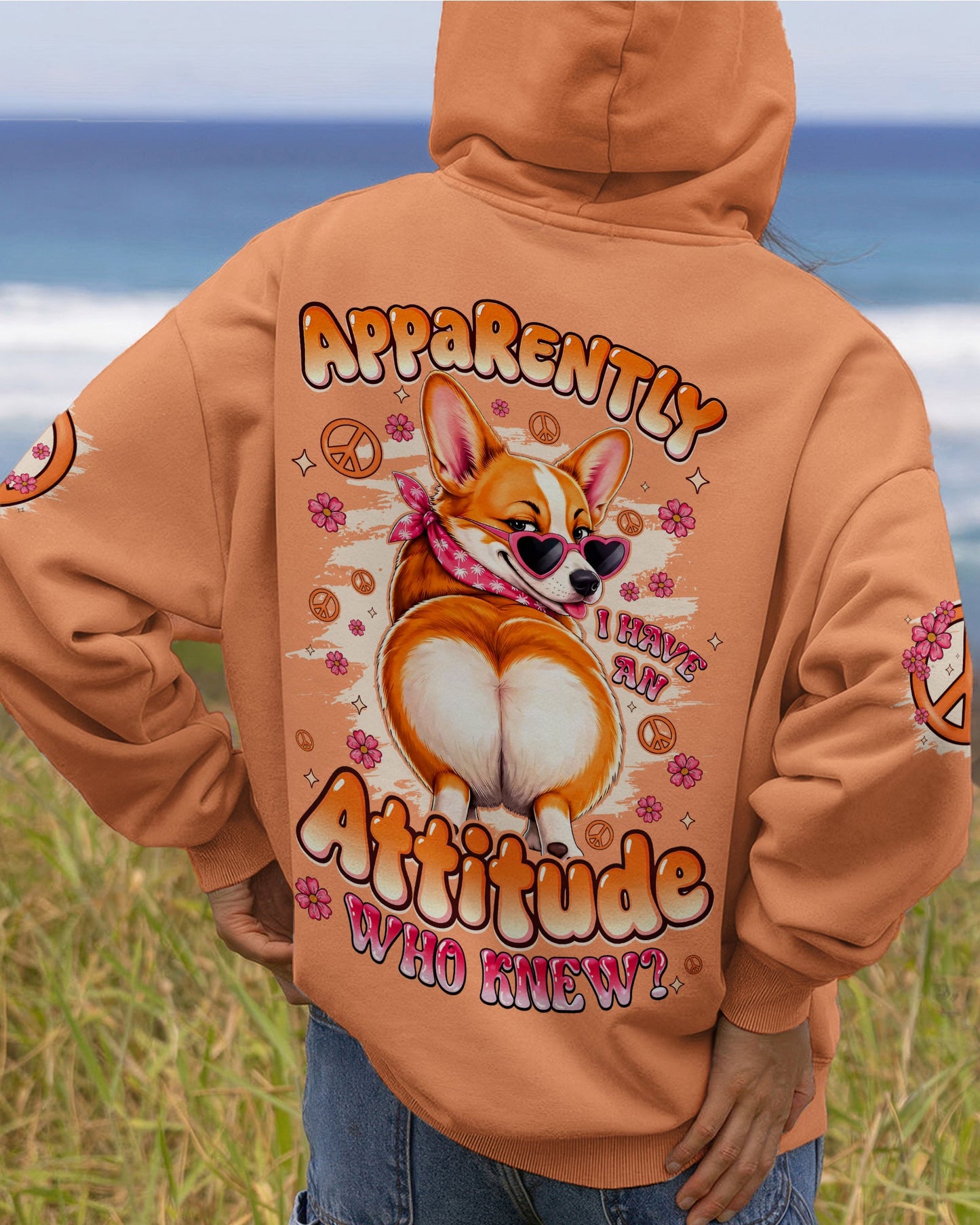 APPARENTLY I HAVE AN ATTITUDE WHO KNEW CORGI DOG ALL OVER PRINT - TYQY0505262