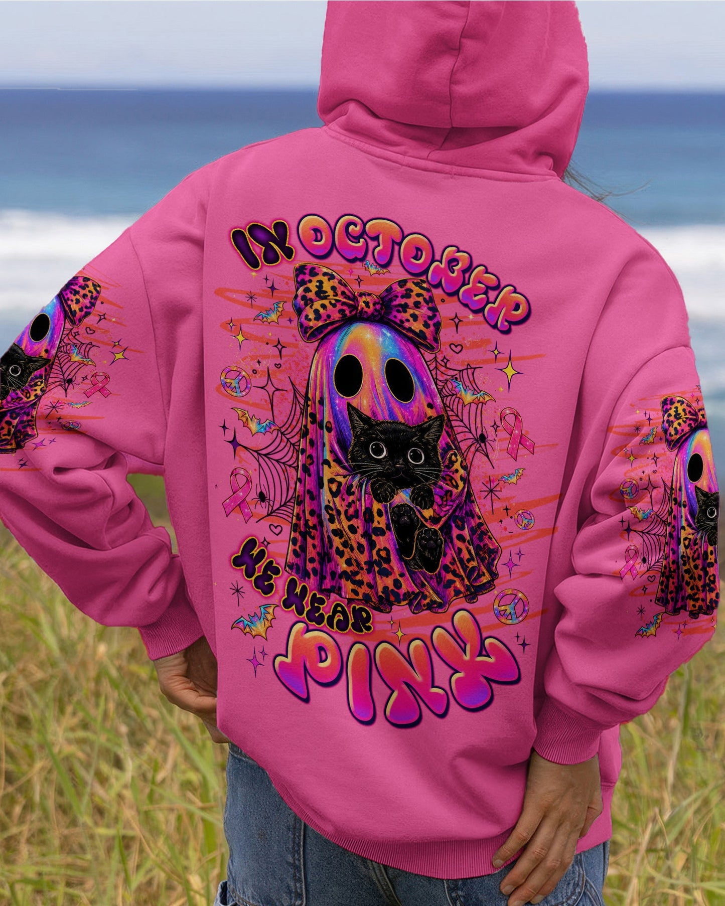 IN OCTOBER WE WEAR PINK BOO BLACK CAT BREAST CANCER AWARENESS ALL OVER PRINT  - TLTW1507265