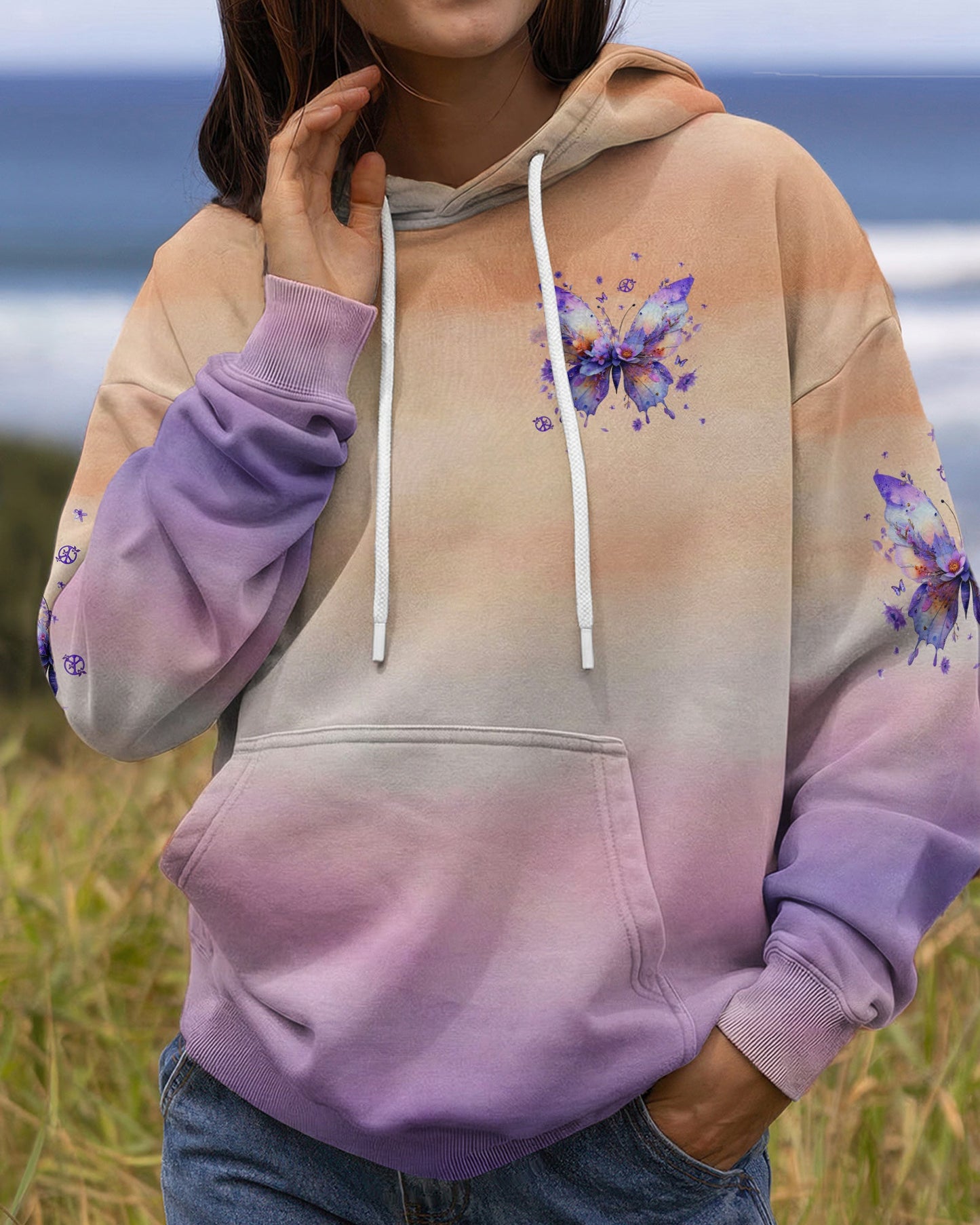 JUST BREATHE BUTTERFLY FLORAL  ALL OVER PRINT - TLHG0204261