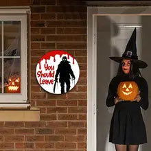 Halloween Wooden Doorplate Front Door Signs Horror Welcome Signs