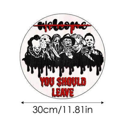 Halloween Wooden Doorplate Front Door Signs Horror Welcome Signs