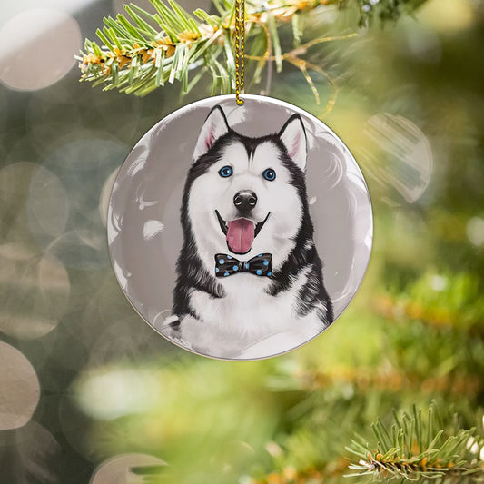 Husky Custom Pet Dog Cat Ceramic Ornament