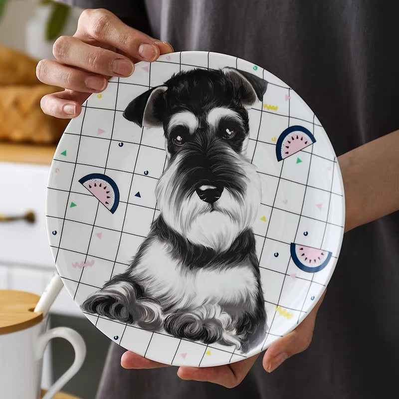 Schnauzer Custom Household Pet Ceramic Plate