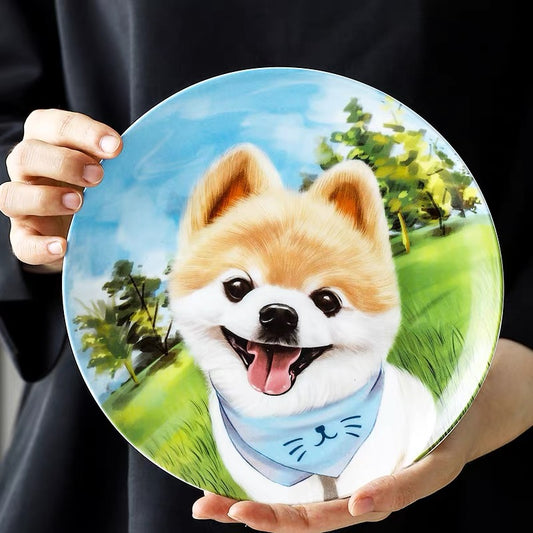 Pomeranian Custom Household Pet Ceramic Plate