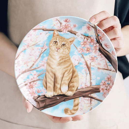 Orange Cat Custom Household Pet Ceramic Plate