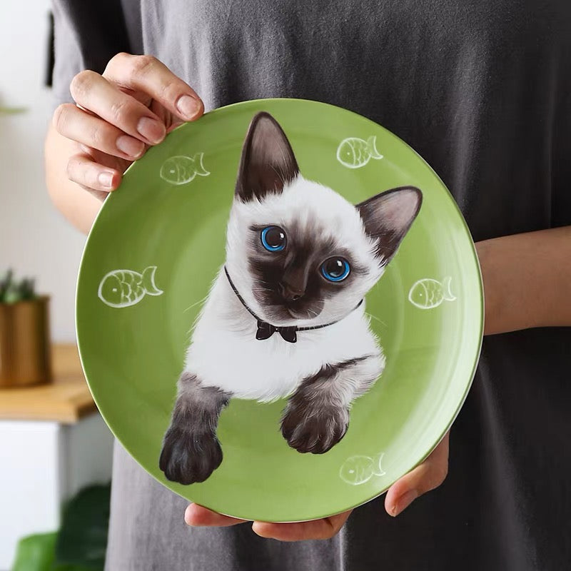 Siamese Cat Custom Household Pet Ceramic Plate