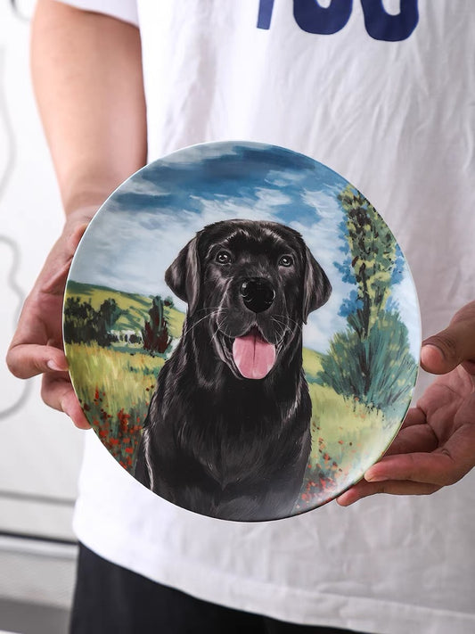 Black Labrador Retriever Custom Household Pet Ceramic Plate