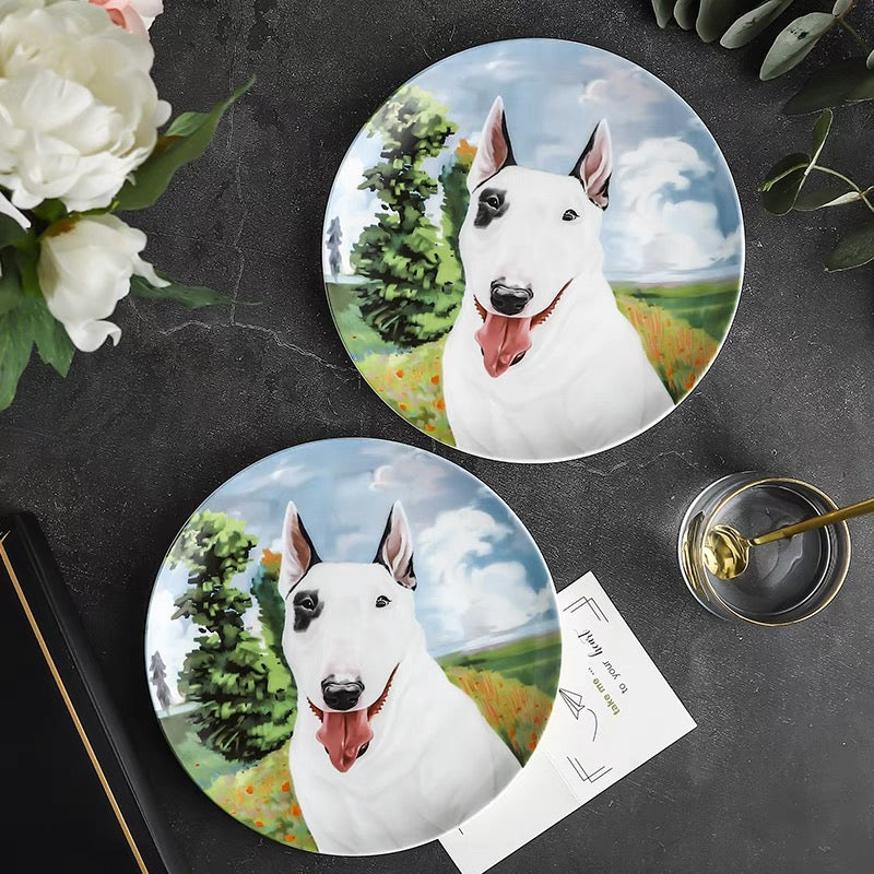 Bull Terrier Custom Household Pet Ceramic Plate